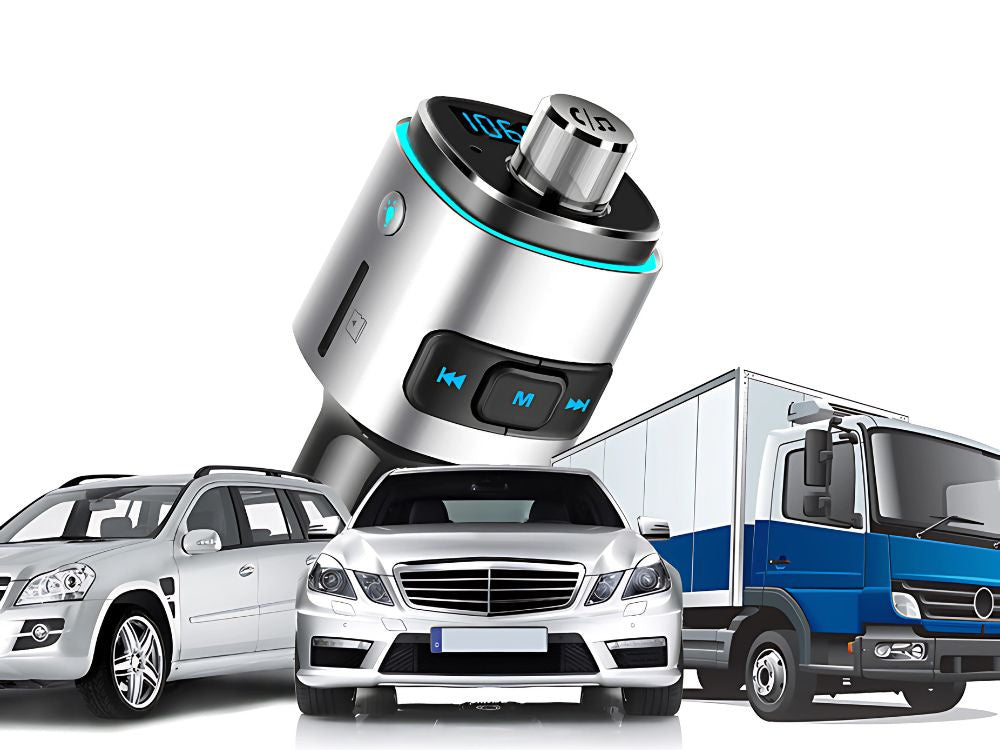 Bluetooth fm transmiteris automobilio įkroviklis fast 2x usb iluminacija