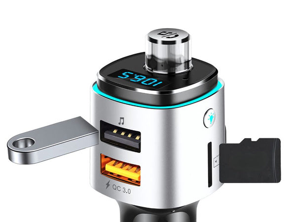 Bluetooth fm transmiteris automobilio įkroviklis fast 2x usb iluminacija