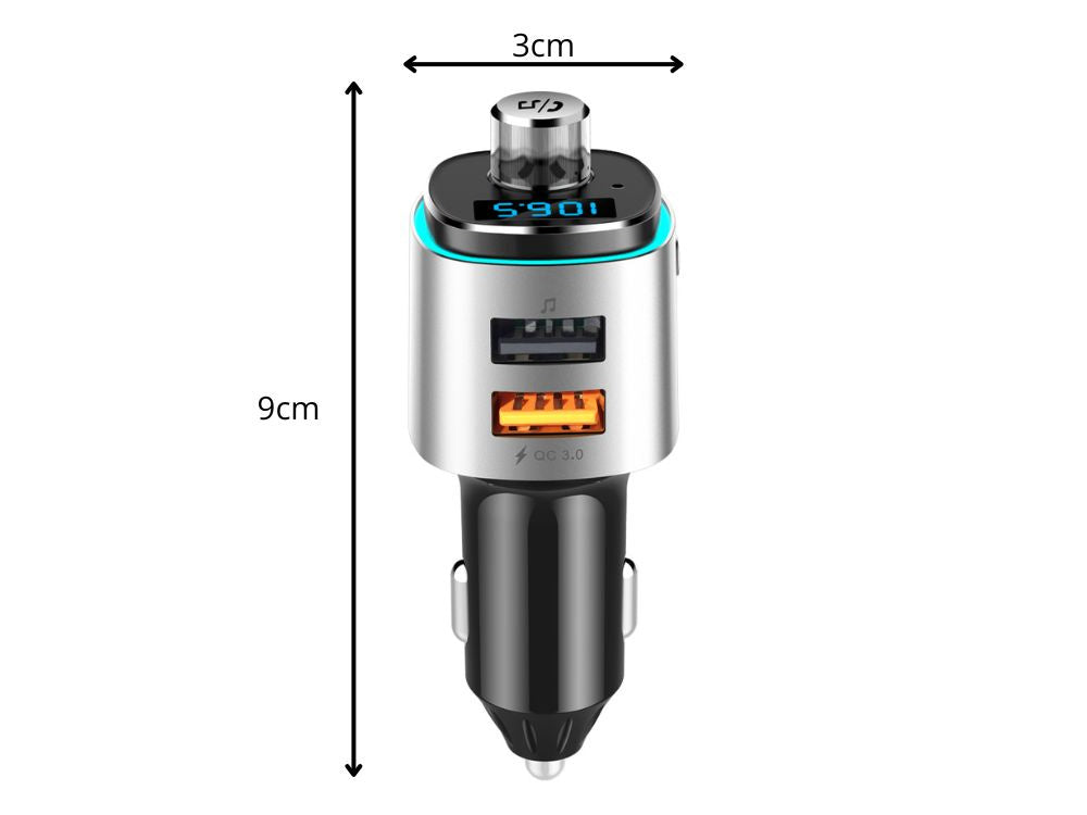 Bluetooth fm transmiteris automobilio įkroviklis fast 2x usb iluminacija