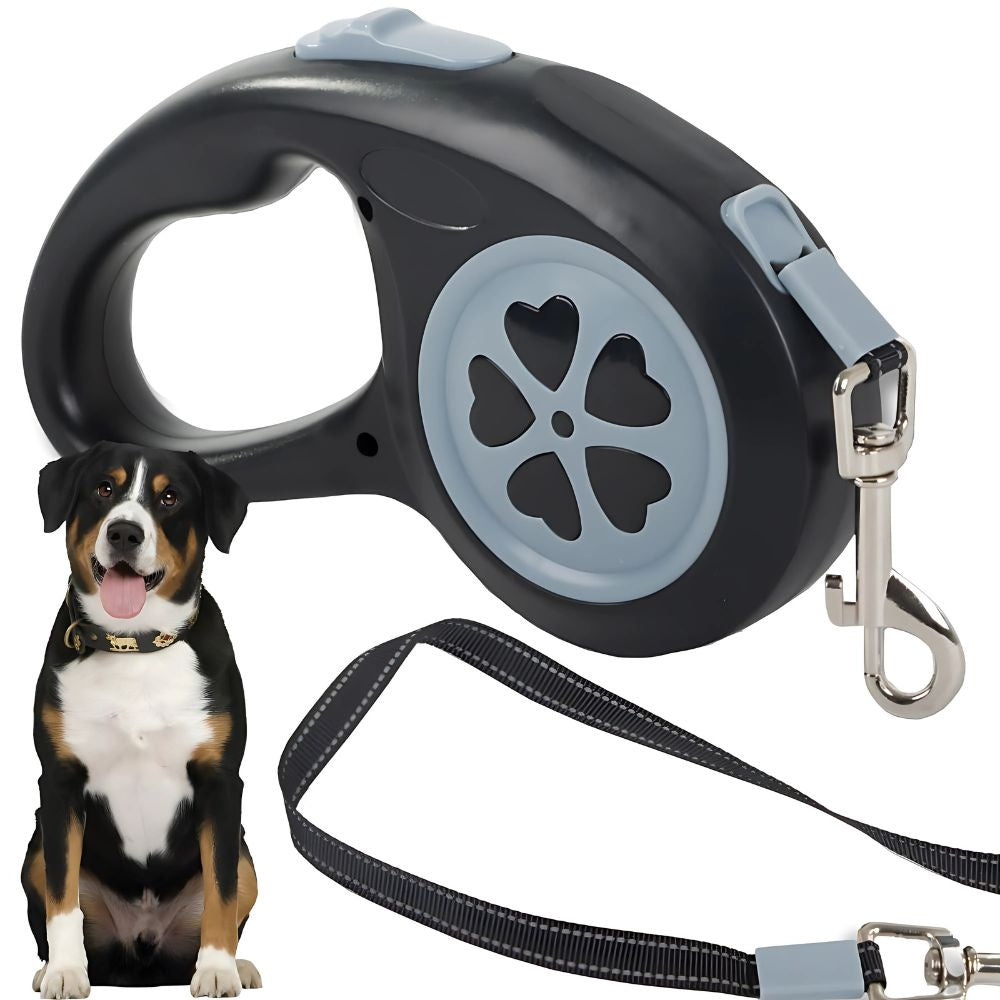 Automatinis šunų lanyardo uždarymas galingas lengvas 5m 15kg, Juoda, Szín, Fekete
