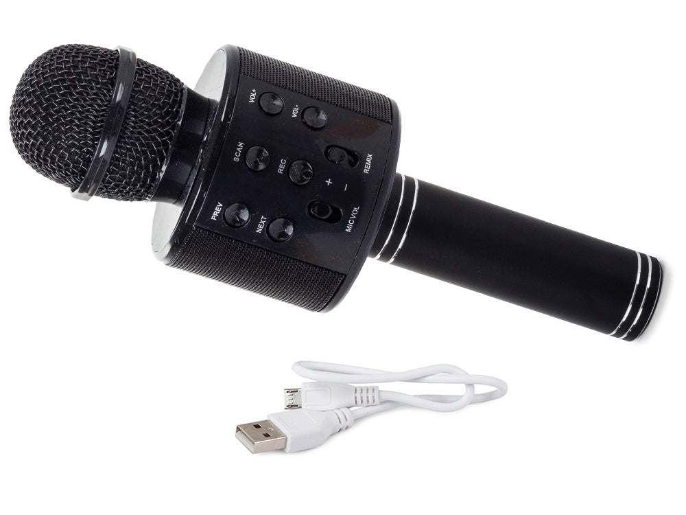 Belaidis mikrofonas bluetooth karaoke garsiakalbis apvalus su dėklu įvairūs režimai, Juoda, Szín, Fekete
