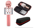 Belaidis mikrofonas bluetooth karaoke garsiakalbis apvalus su dėklu įvairūs režimai, Rožinė, Szín, Rózsaszín