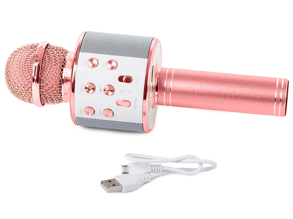 Belaidis mikrofonas bluetooth karaoke garsiakalbis apvalus su dėklu įvairūs režimai, Rožinė, Szín, Rózsaszín
