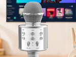 Belaidis mikrofonas bluetooth karaoke garsiakalbis apvalus su dėklu įvairūs režimai, Sidabras, Szín, Ezüst