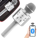 Belaidis mikrofonas bluetooth karaoke garsiakalbis apvalus su dėklu įvairūs režimai, Sidabras, Szín, Ezüst