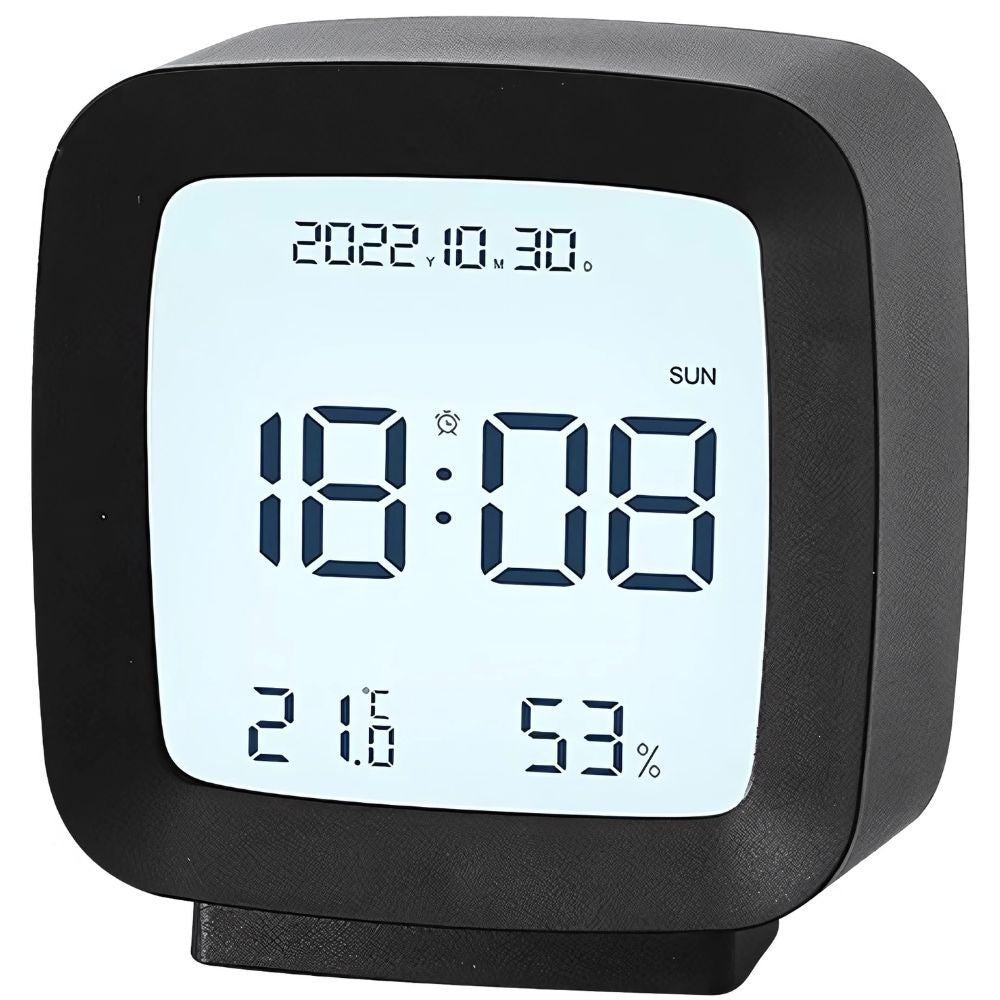 Žadintuvas su data ir temperatūra su snaudimo funkcija lcd drėgmės ore, Juoda, Szín, Fekete
