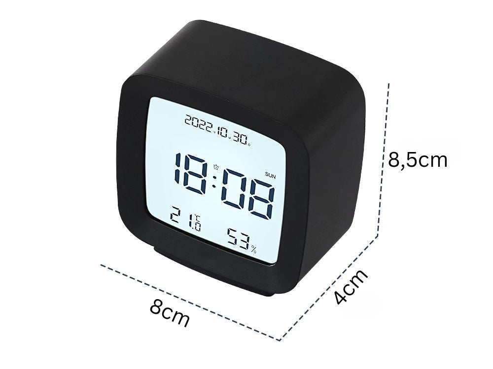 Žadintuvas su data ir temperatūra su snaudimo funkcija lcd drėgmės ore, Juoda, Szín, Fekete