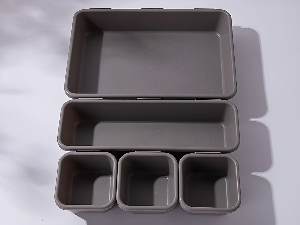 Organizatorių rinkinys 8 vnt. Smulkmenų dėklų plastikinių stalčių dėžučių