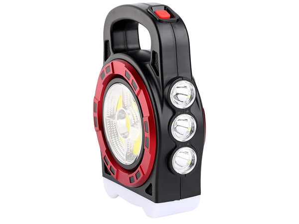 Saulės žibintuvėlis nešiojamas įkraunamas led šviesos powerbank reflektoriaus galia, Raudona, Szín, Piros
