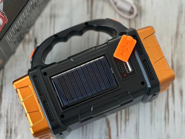Saulės žibintuvėlis nešiojamas įkraunamas led cob powerbank prožektorius, Auksinis, Szín, Aranysárga