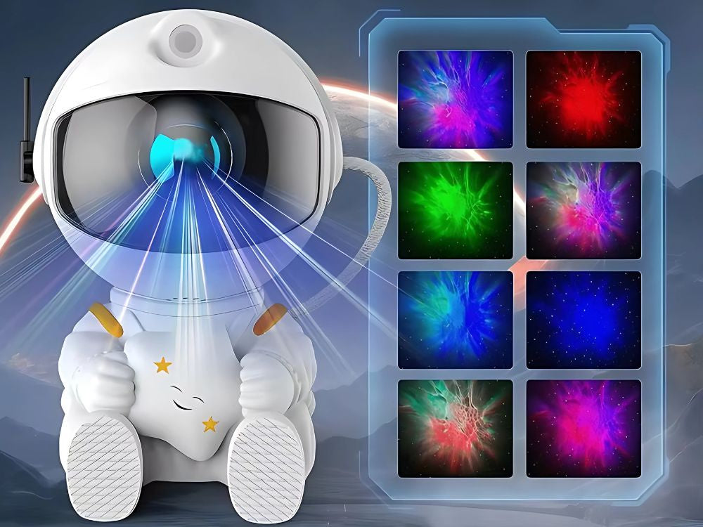 Žvaigždžių projektorius astronautas galaktikos naktinė šviesa dangaus lazeris buvo nuotolinio valdymo pultas