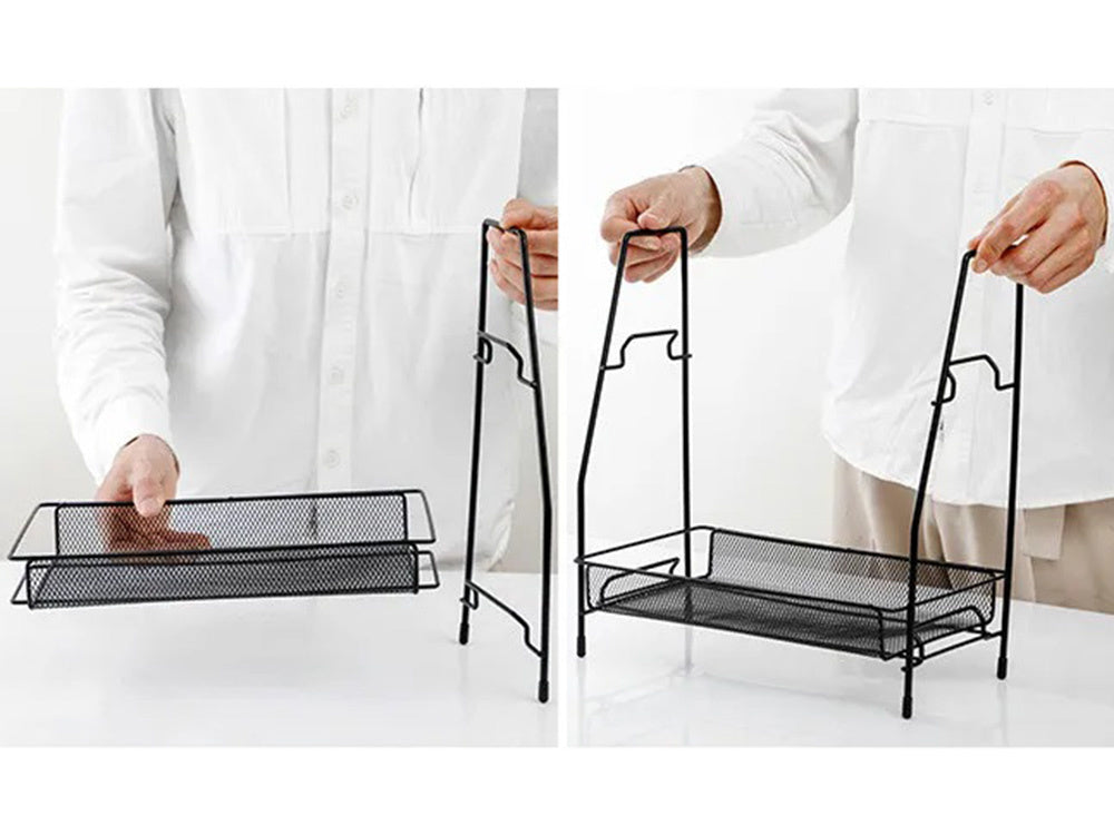 Virtuvės lentyna virtuvės organizatorius nuolatinis dviejų lygių palėpės prieskonių stovas, Juoda, Szín, Fekete