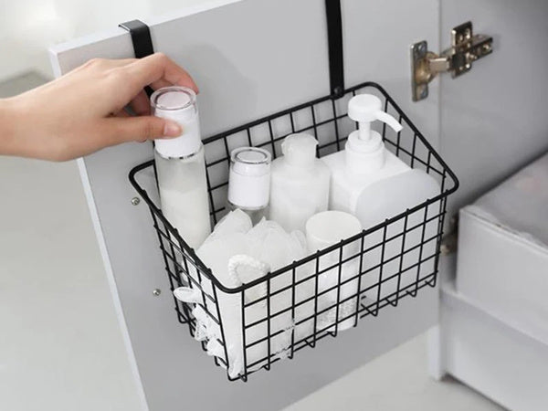 Krepšelis metalinis durelėse kabantis organizatorius virtuvės pakabinama lentyna, Juoda, Szín, Fekete