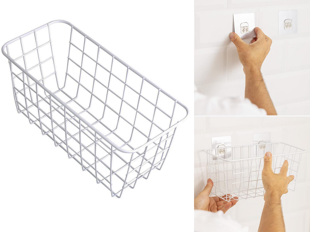Pakabinamas krepšys metalinis organizatorius pakabinama lentyna balta stipri, Baltas, Szín, Fehér