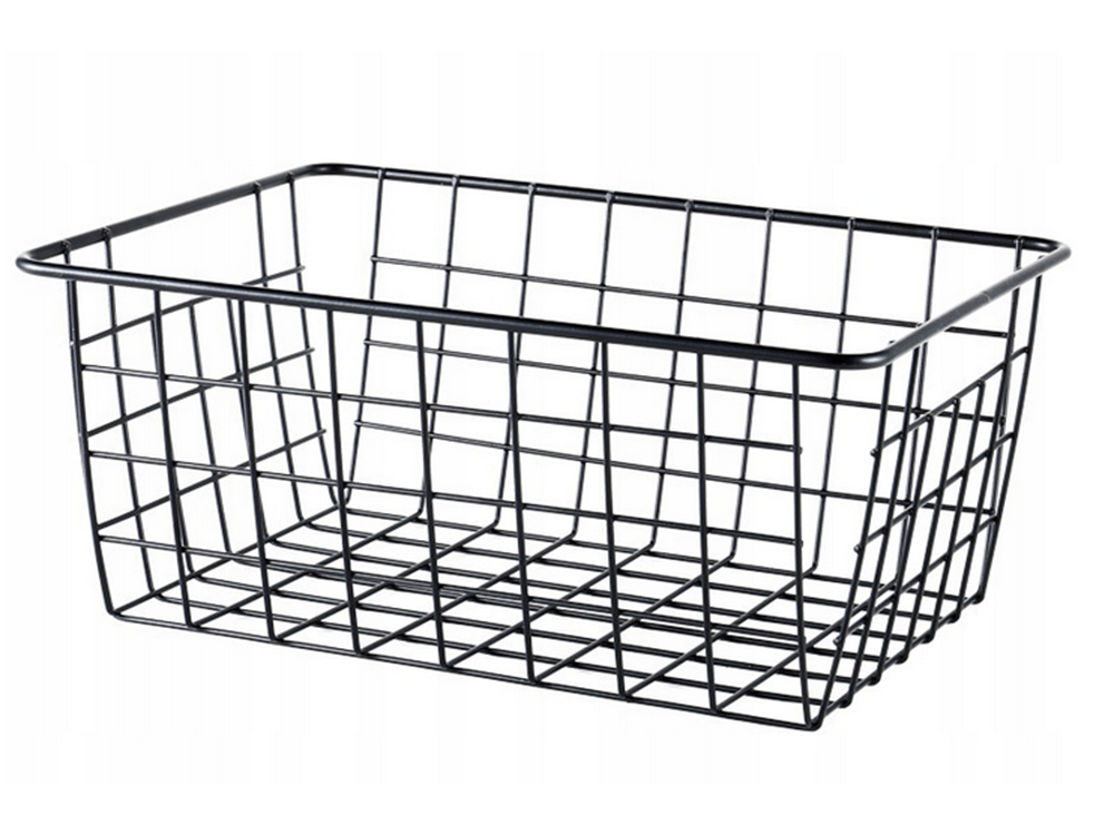 Palėpės metalinis vielos organizatoriaus krepšys virtuvės vaisių krepšiui juodas didelis, Juoda, Szín, Fekete