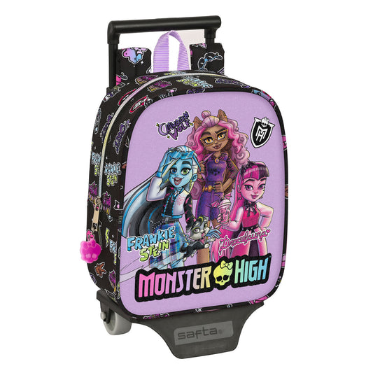 Mokyklinė kuprinė su ratukais Monster High Creep Juoda 22 x 27 x 10 cm