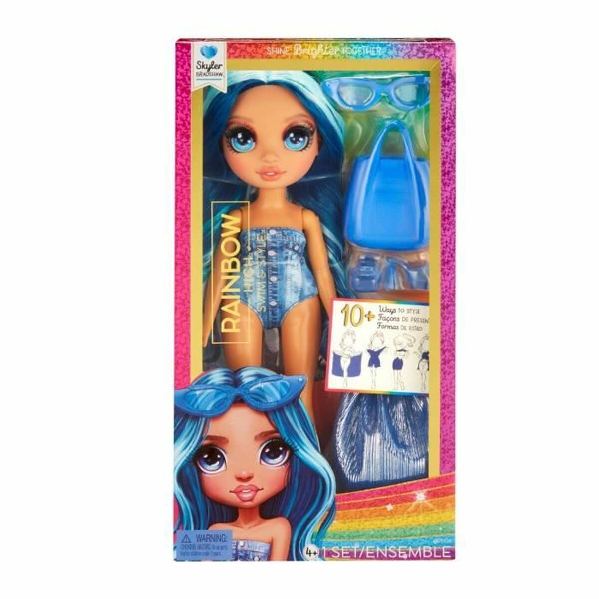 Kūdikio lėlė Rainbow High Swim & Style Doll - Skyler (Blue)