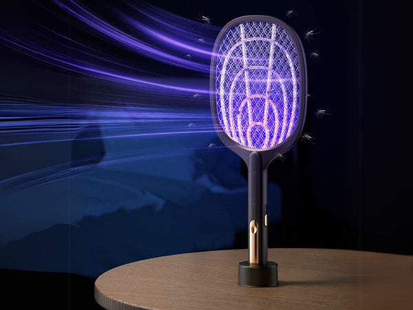 Elektrinė musių plaktuvė uodams, kandims, kandims, vabzdžiams su uv lempa ir stovu, Juoda, Szín, Fekete