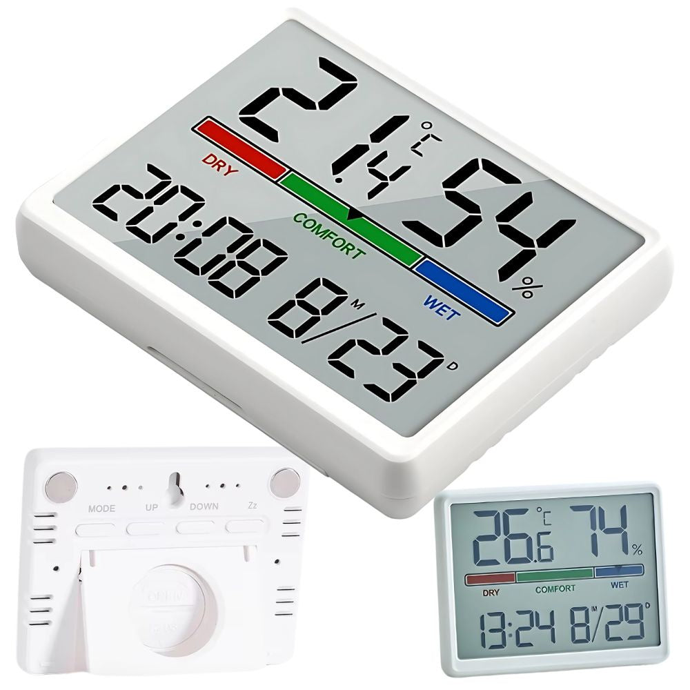 Meteorologinė stotis – termometras, higrometras, LCD laikrodis