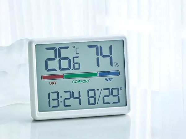 Meteorologinė stotis – termometras, higrometras, LCD laikrodis