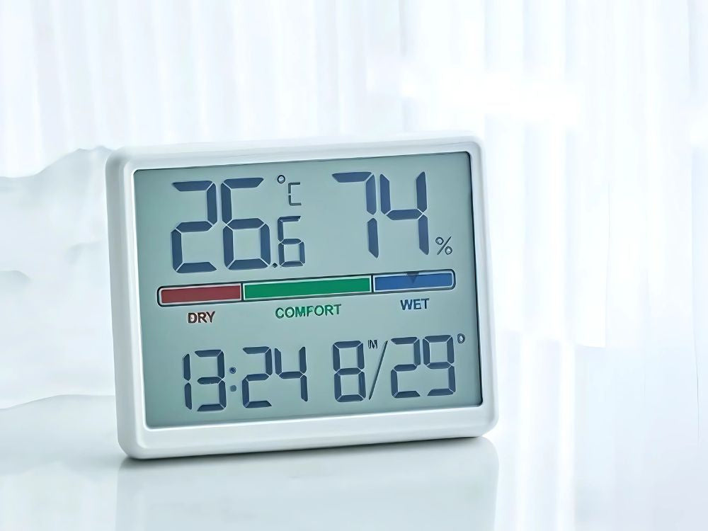 Meteorologinė stotis – termometras, higrometras, LCD laikrodis