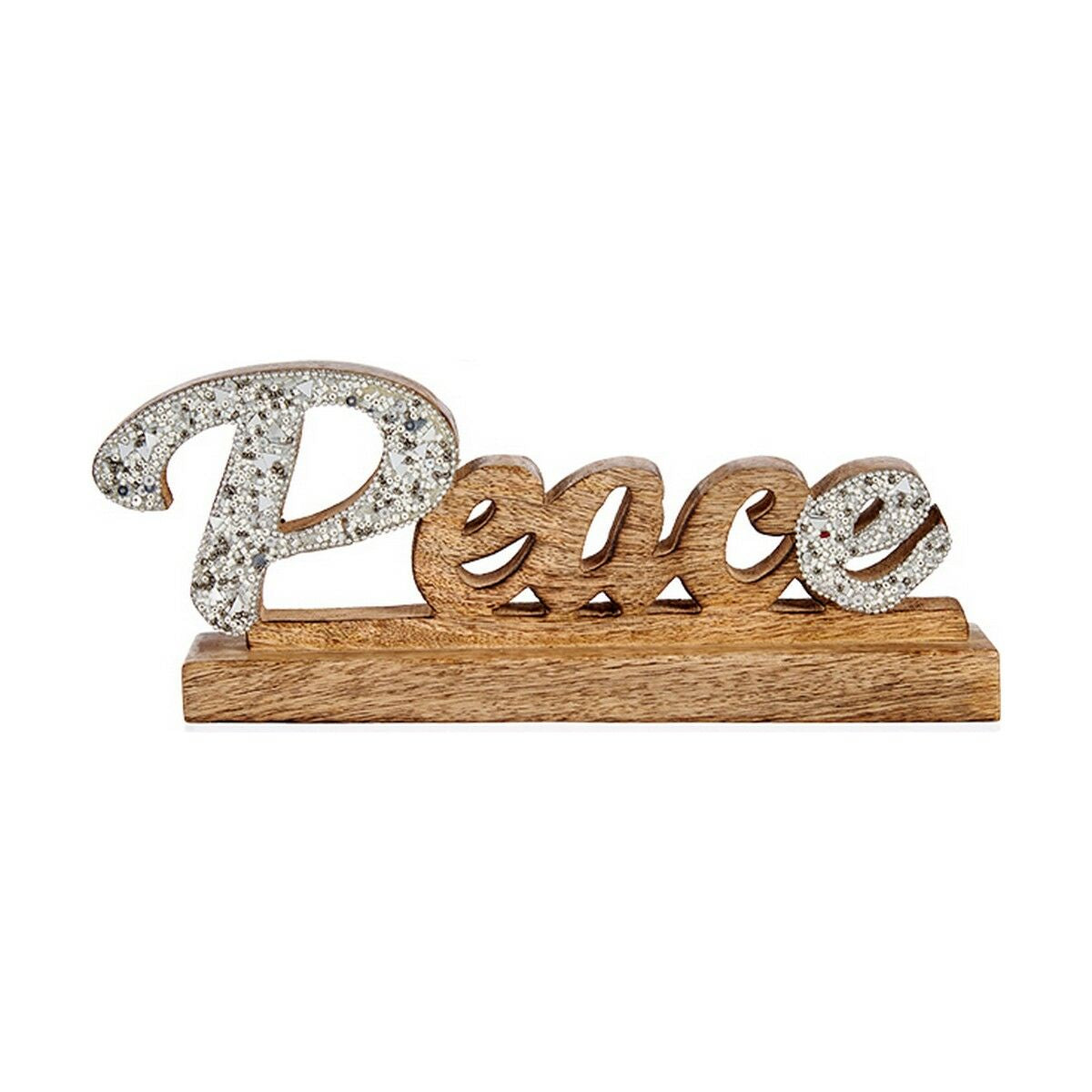 Dekoratyvinė figūrėlė Peace Blizgučiai 6 x 13 x 31 cm Sidabras Medžio