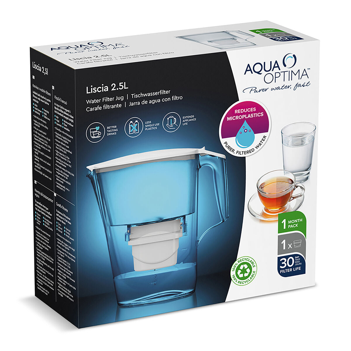 Puodelis-filtras Aqua Optima Liscia Evolve Balta Plastmasinis 2,5 L