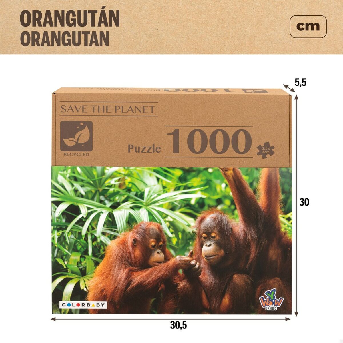 Dėlionė Colorbaby Orangutan 6 vnt. 68 x 50 x 0,1 cm