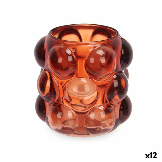 Žvakidė Mikrogranulės Oranžinė Stiklas 8,4 x 9 x 8,4 cm (12 vnt.)