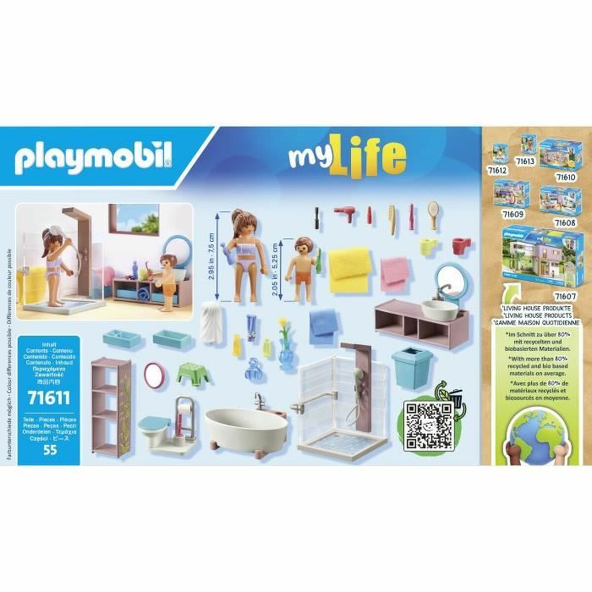 Playset Playmobil 71611 - Bathroom bathtub 55 Dalys