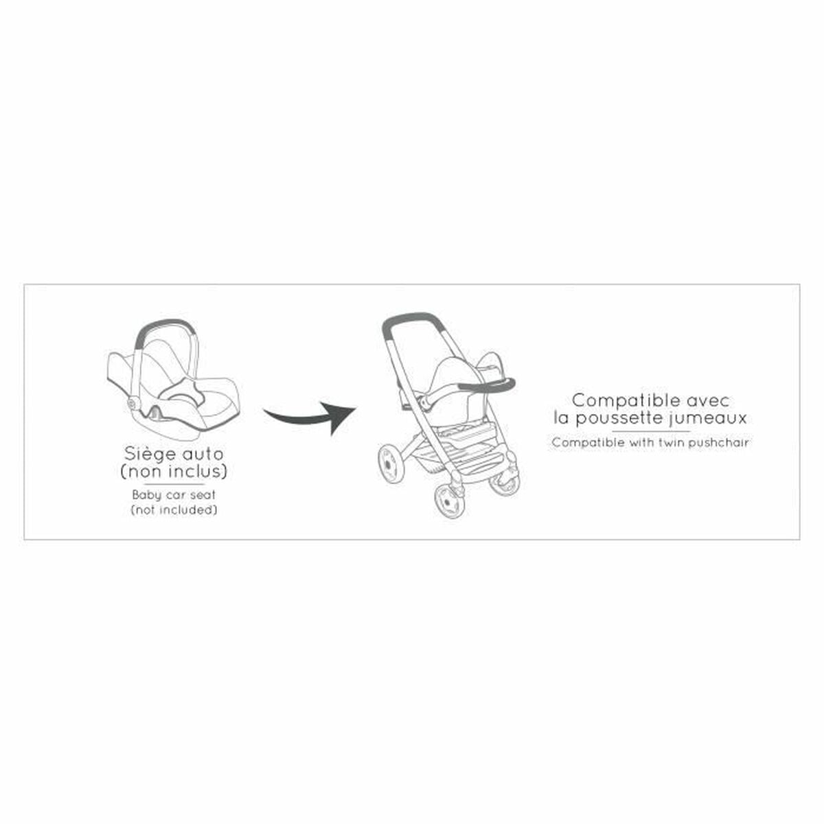 Lėlių vežimėlis Smoby Maxi-Cosi Twin 64 cm