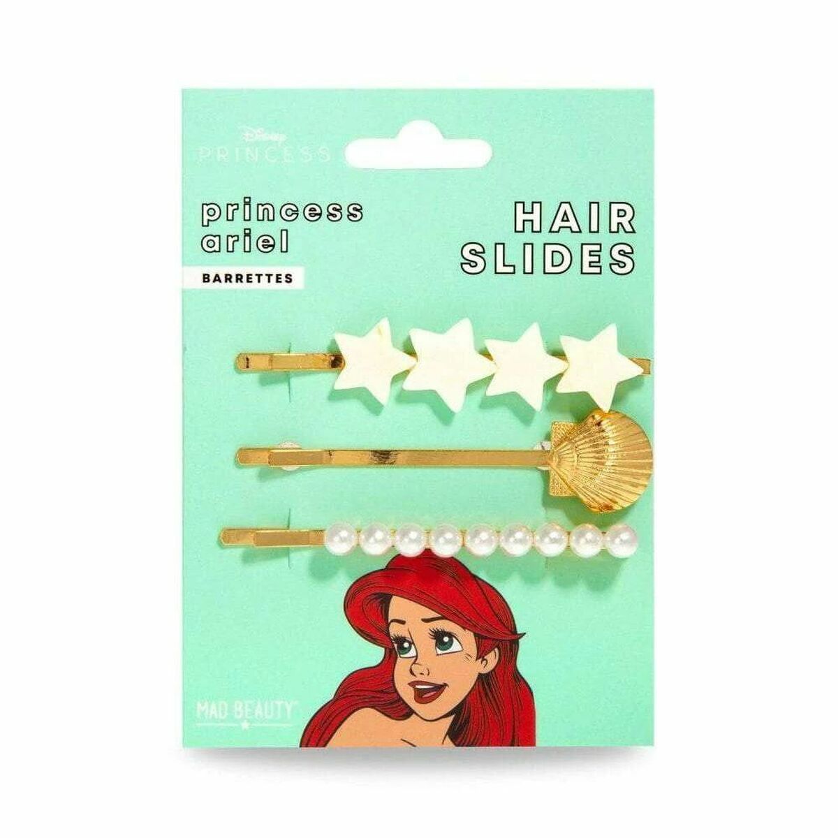 Plaukų segtukas Mad Beauty Disney Princess Ariel Auksinis (3 pcs)