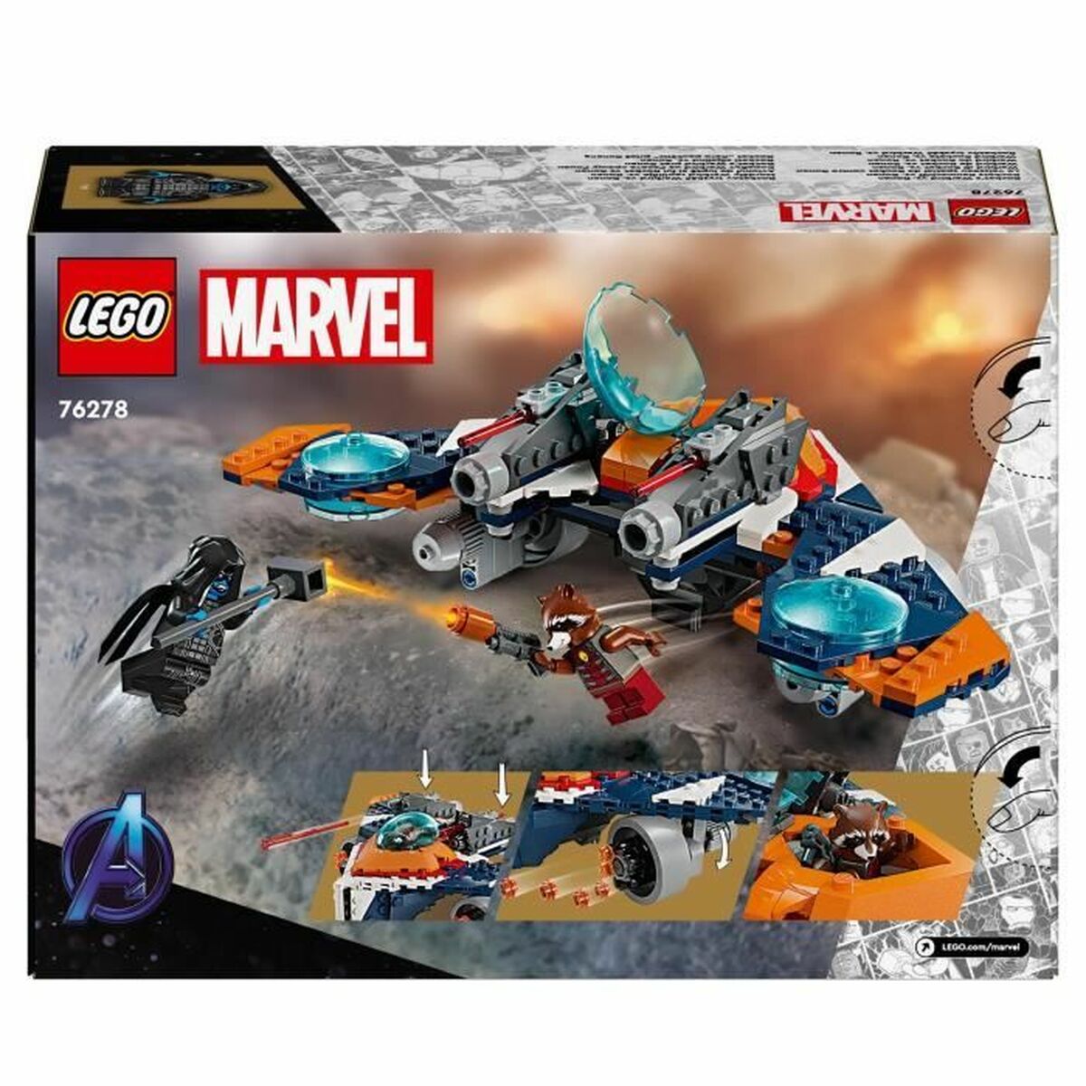 Statybos rinkinys Lego 76278 Marvel: Rocket vs. Ronan's Spaceship Spalvotas 290 Dalys