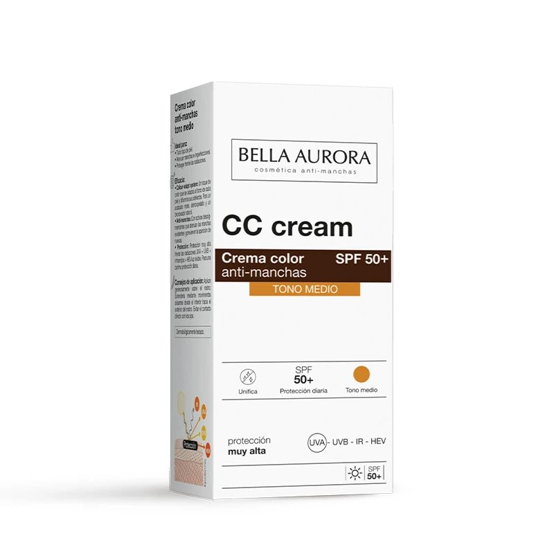 Bella Aurora Anti-Dark Spots SPF50+ Medium CC veido kremas 30 ml