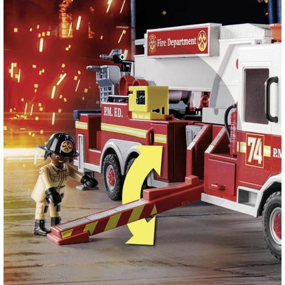 Transporto priemonių žaidimo rinkinys   Playmobil Fire Truck with Ladder 70935         113 Dalys  