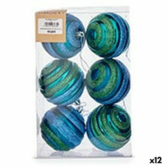 Kalėdinių kamuoliukų rinkinys Ø 8 cm Mėlyna Žalia PVC (12 vnt.)