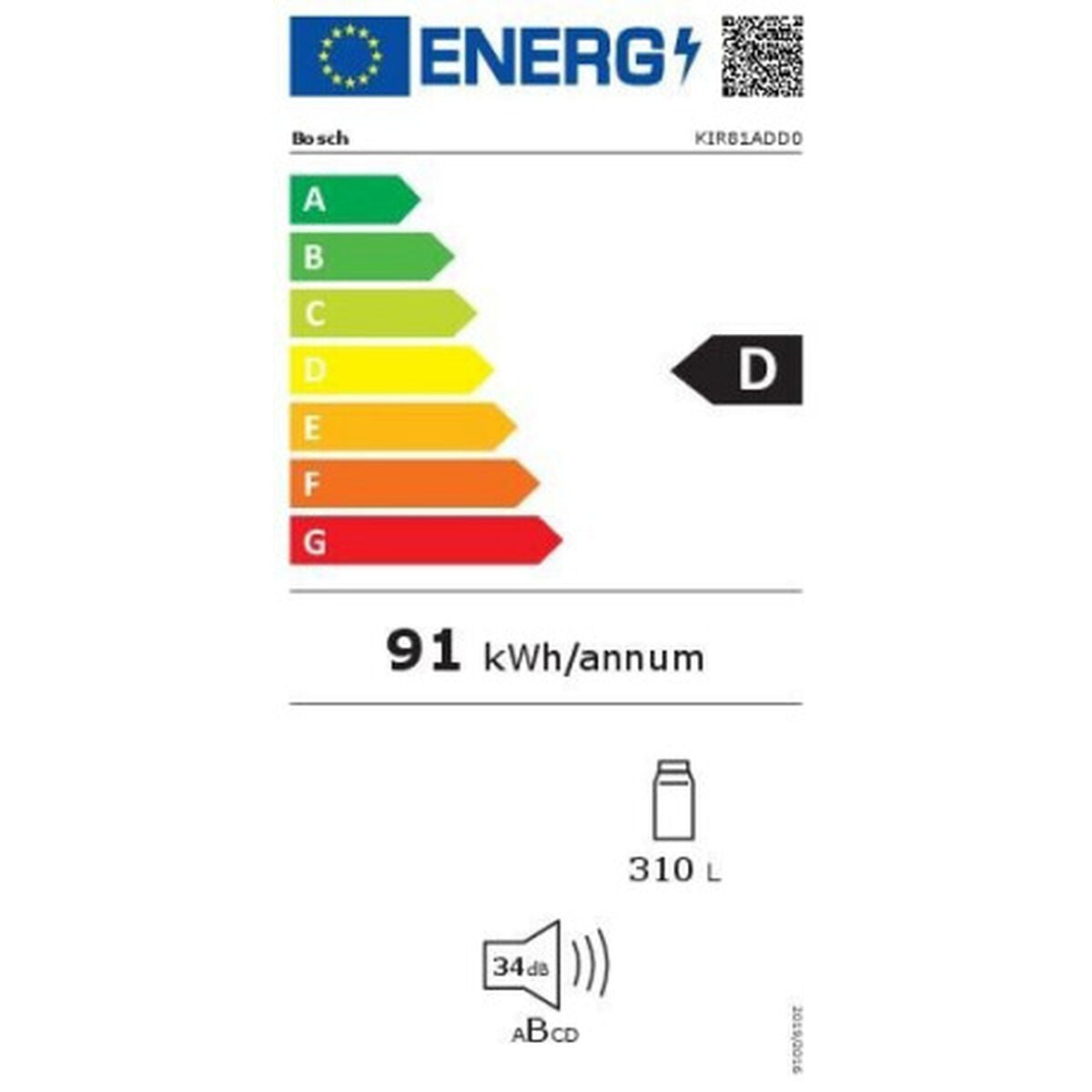 Šaldytuvas BOSCH KIR81ADD0