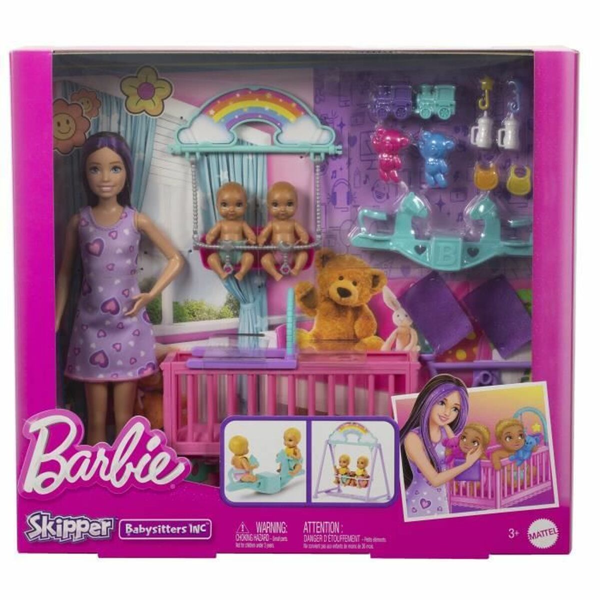 Lėlė kūdikis su priedais Barbie The Twins' Room-Skipper Playset