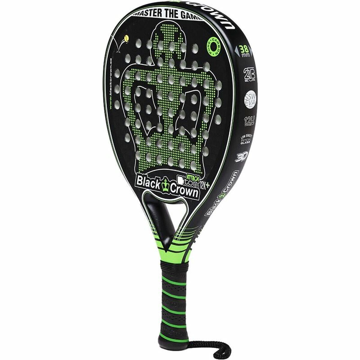 Padelio raketė Black Crown Piton Attack 12K Juoda