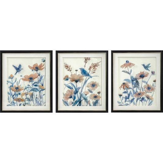 Paveikslas DKD Home Decor 50 x 2 x 60 cm Gėlės Shabby Chic (3 Dalys)