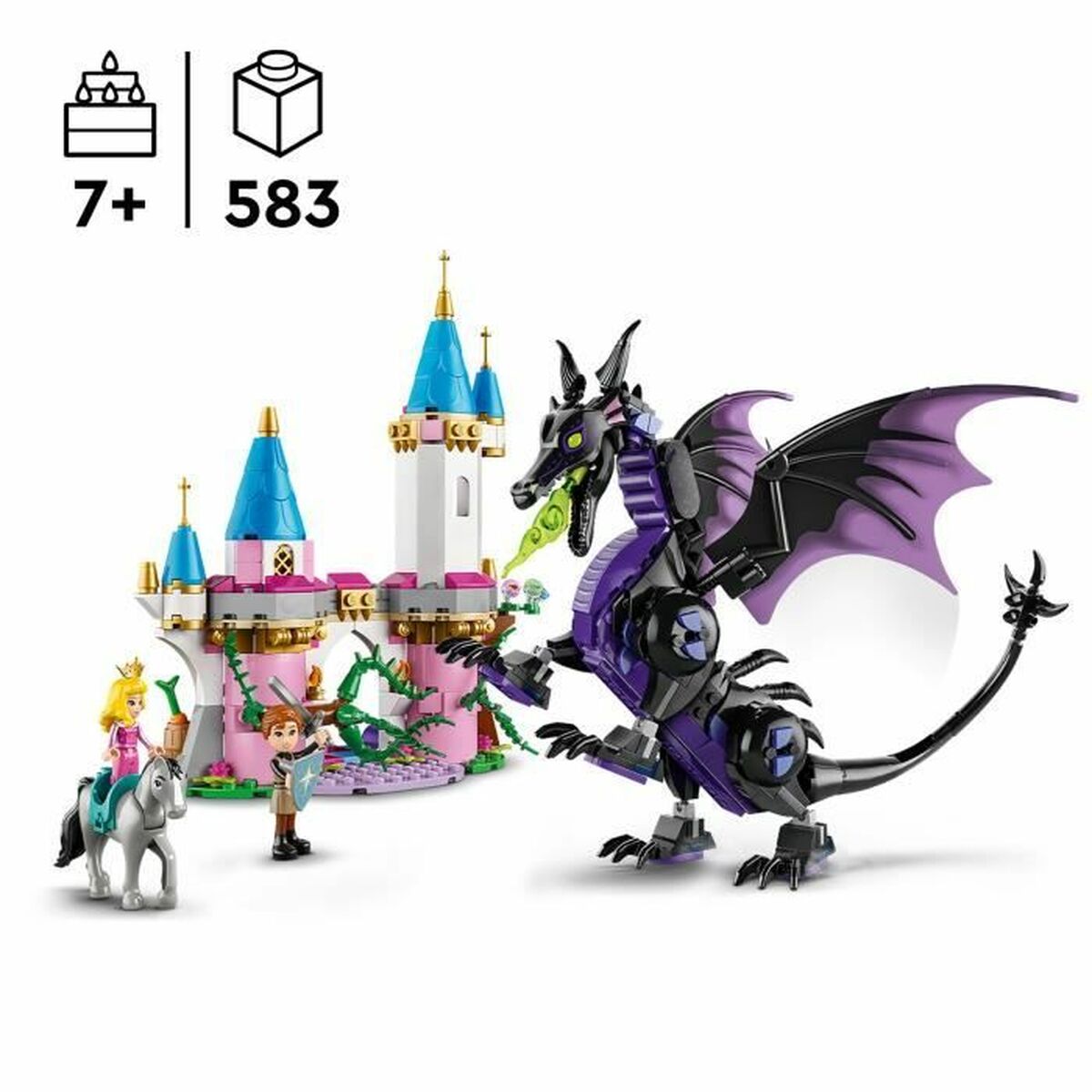 Statybos rinkinys Lego Disney Princess 43240 Maleficent as a dragon Spalvotas 583 Dalys