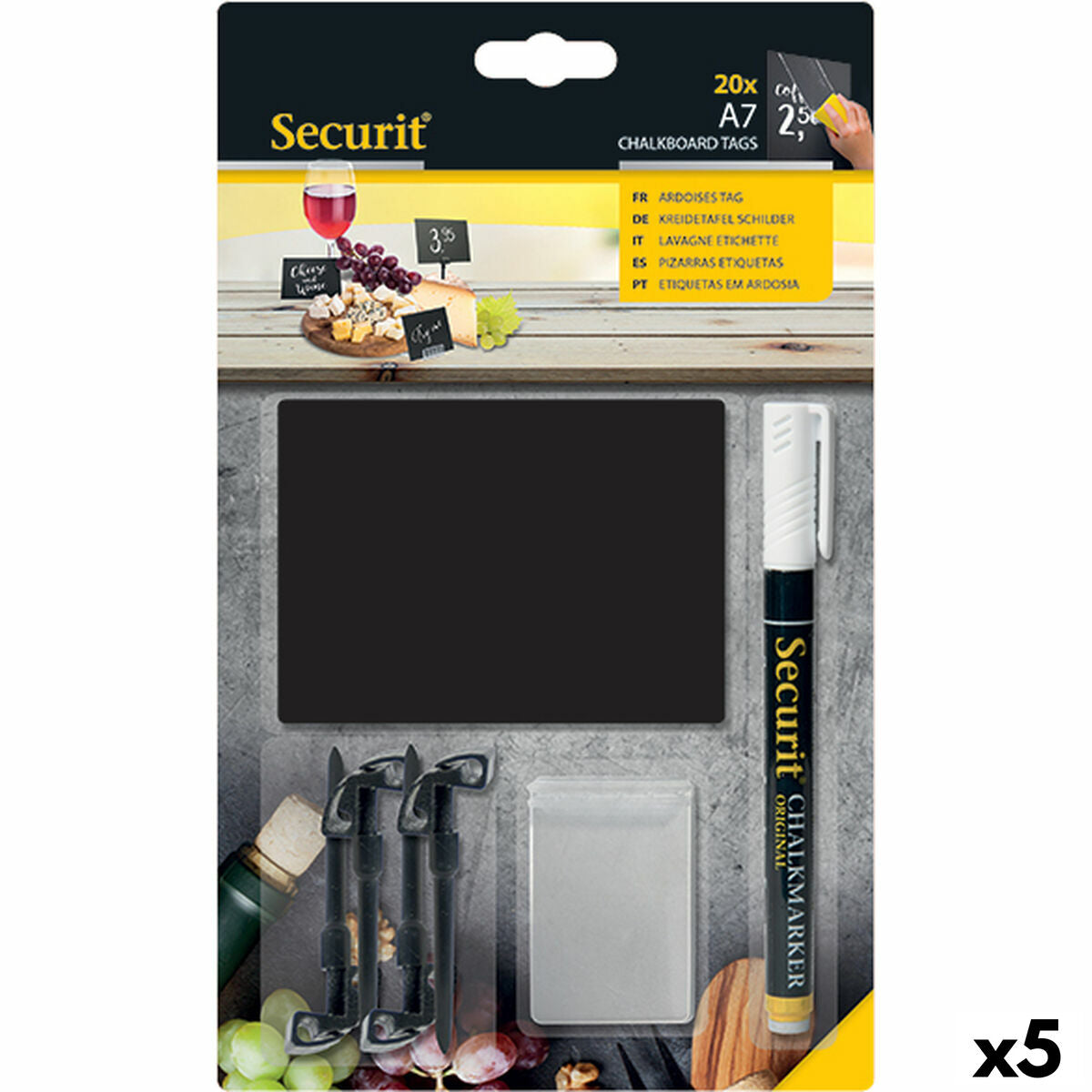 Lenta Securit Su parama Rinkinys 7,4 × 10,5 cm 20 vnt. Juoda