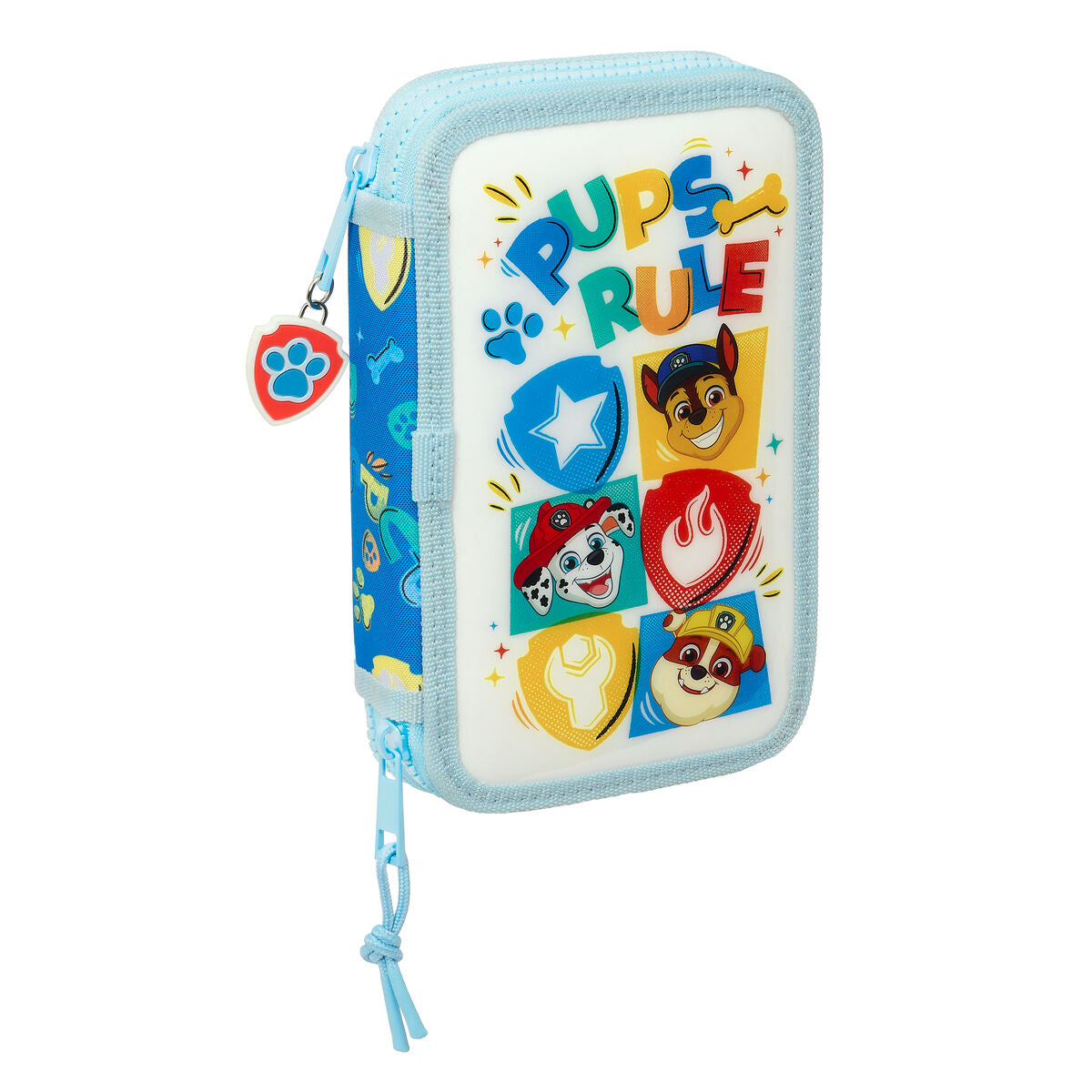 Dvigubo pieštuko dėklas The Paw Patrol Pups rule Mėlyna 12.5 x 19.5 x 4 cm 28 Dalys