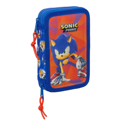 Dvigubo pieštuko dėklas Sonic Prime Mėlyna 12.5 x 19.5 x 4 cm 28 Dalys