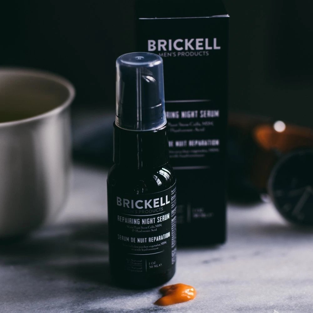 Brickell Men's Anti Aging Repairing Night Face serumas 30 ml