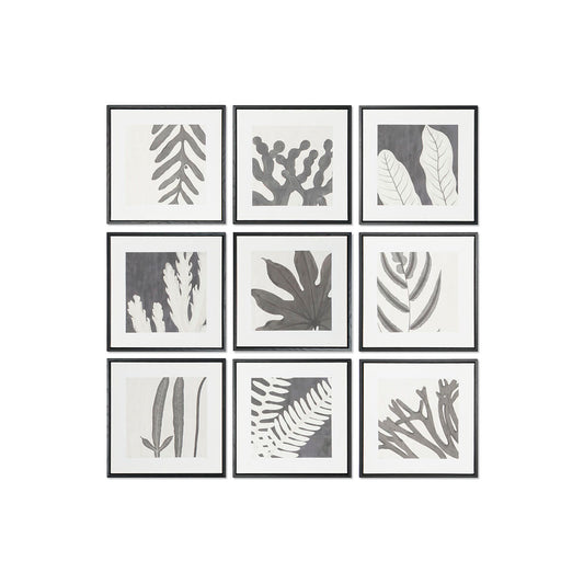 Paveikslas DKD Home Decor 40 x 4 x 40 cm Augalo lapas Miesto (9 vnt.)