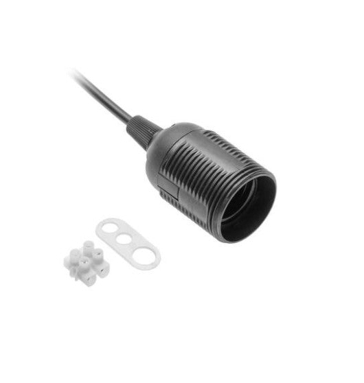 Lemputės lizdas su laidu GTV GZ-E27000-10 (juodas, E27, 60W)