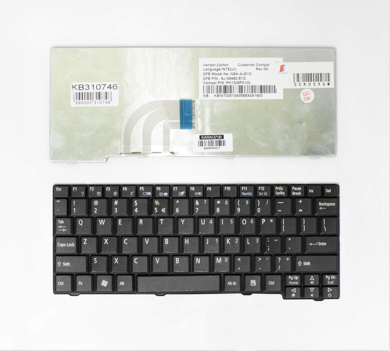 Klaviatūra ACER Aspire: One A110, A150, D150, D250, KAV10, KAV60, ZG5, ZG8
