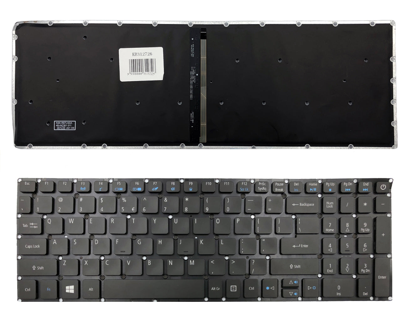 Klaviatūra Acer: Aspire E5-573, E5-573TG (su apšvietimu)