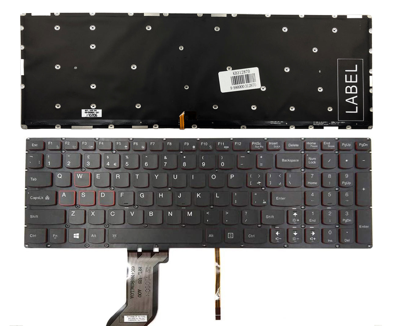 Klaviatūra Lenovo: Ideapad Y700, Y700-15ISK, Y700-17ISK su apšvietimu